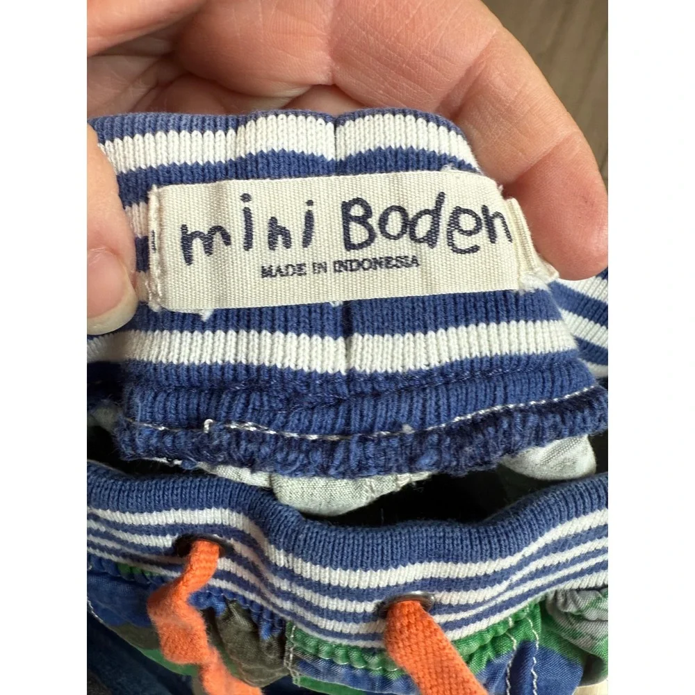 Mini Boden Boys Camo Airplane Cargo Shorts Green Blue Size 3Y‎ Elastic Waist
